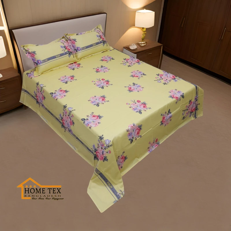 Peony Rose Yellow Bed Sheet 4pcs Set