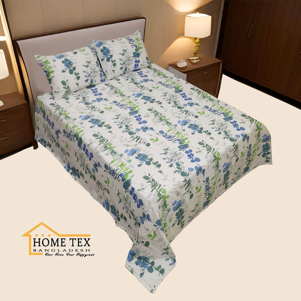 Leafy Blue Bed Sheet