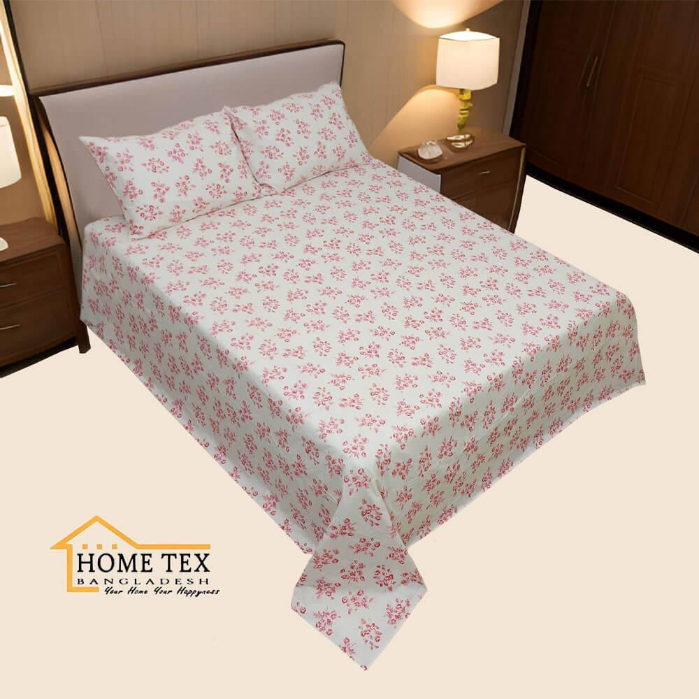 Pink Rose Bed Sheet 04 Pcs Set
