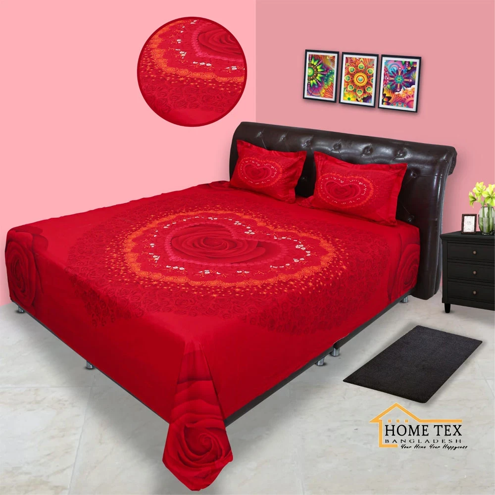 RTP Red Heart Bed sheet 4pcs set